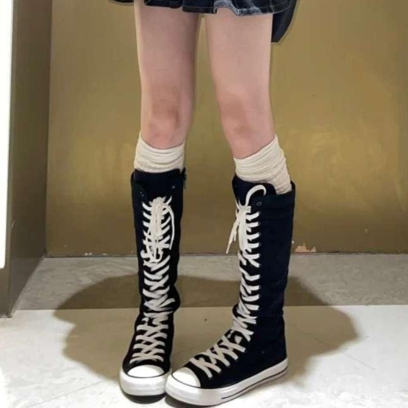 2025 New High Top Canvas Shoes - Knee High Boots Women review and price