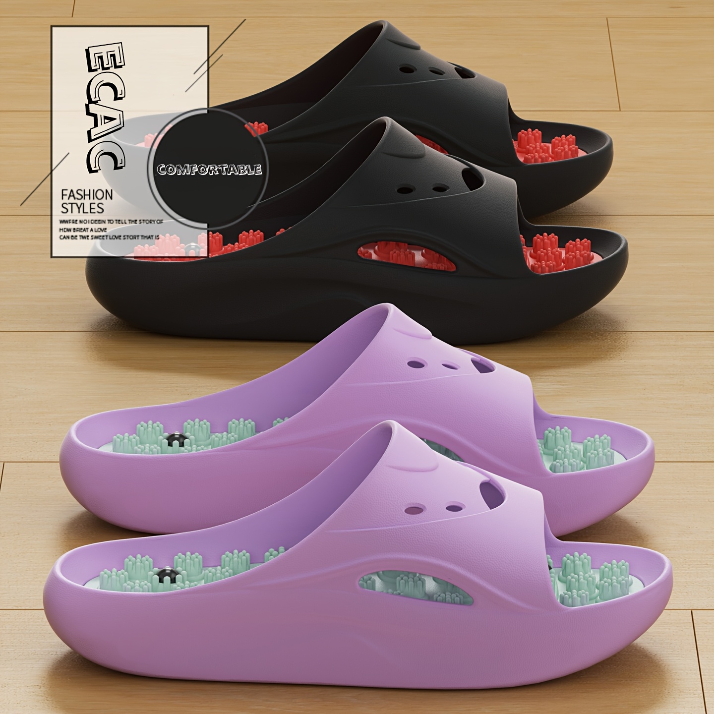 Women Men EVA Massage Slippers - Mule Slip On review and price