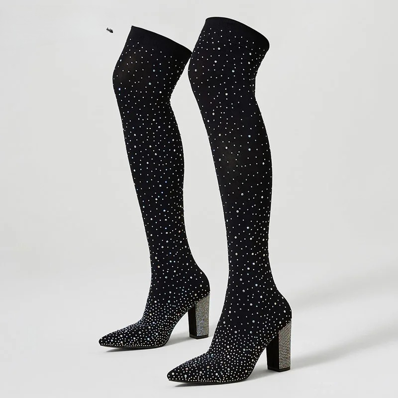 Aneikeh Crystal Over‑the‑Knee  - Sock Boot Women review and price