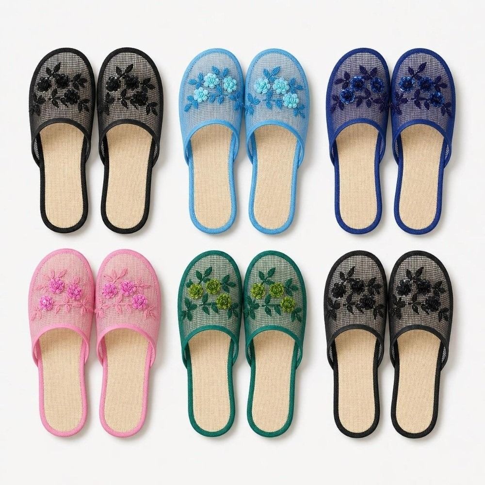 Casual Flower Embroidery Mesh  - Mule Slip On review and price