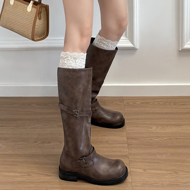 Vintage Belt Buckle Women Knee - Knee High Boots Women review and price