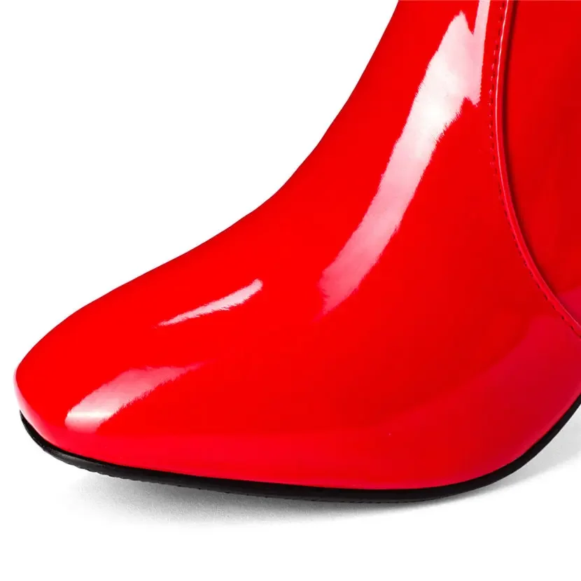 Red White Patent Leather Women - Knee High Boots Women review and price