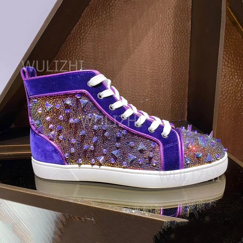 Dark Purple Crystal Rivet Men  - Women Shoes Tennis review and price